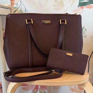 Kate Spade Deep Purple Tote and Wallet Set
